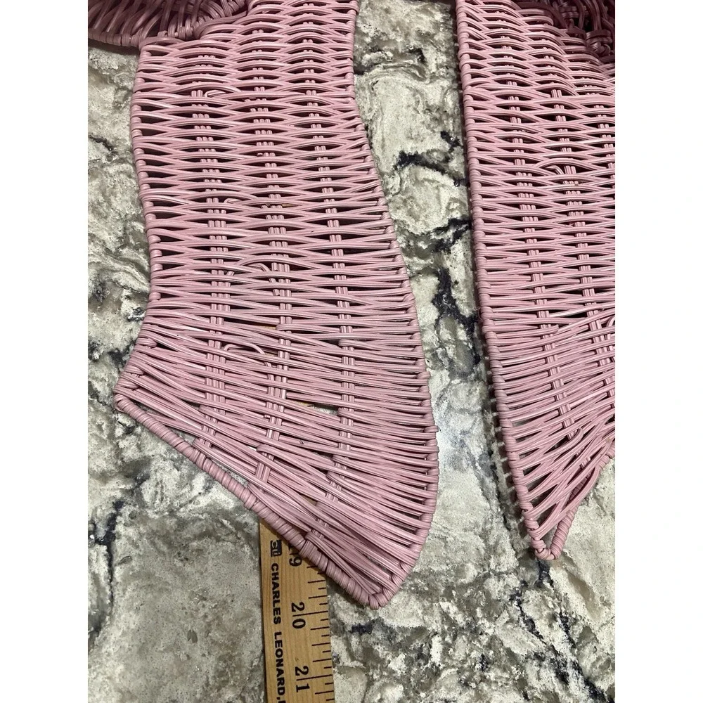 2 Giant Pink Wicker Decorative Wall Bows 19x20